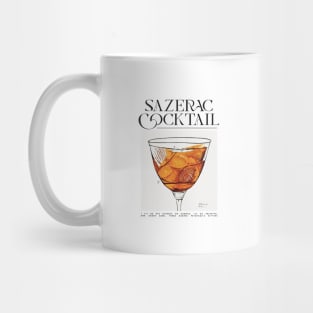 Sazerac Retro Poster Classic Bar Prints, Vintage Drinks, Recipe, Wall Art Mug